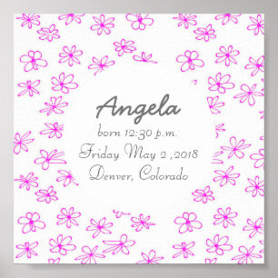 cute baby girl nursery art to personalize poster