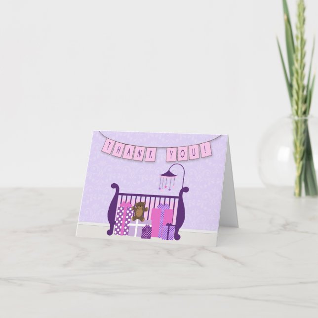Cute Baby Girl Nursery Thank You Note (Front)