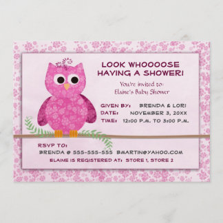 Cute baby girl owl shower template