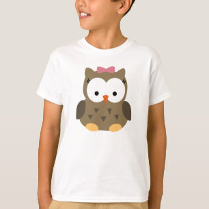 Cute Baby Girl Owl with Pink Bow T-Shirt