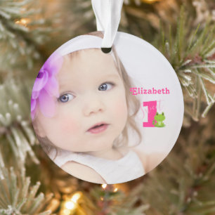 Cute Baby Girl Photo 1st Year Ornament