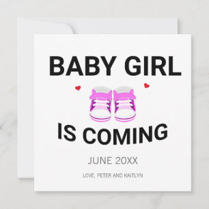 Cute Baby Girl Pink Shoes Coming Soon Pregnancy Announcement