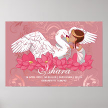 Cute Baby Girl Saraswati with her White Swan