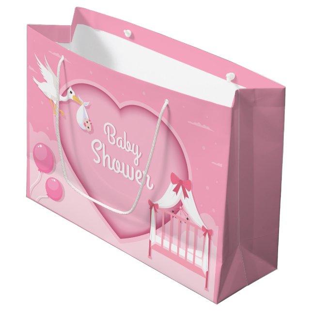 cute baby girl shower  large gift bag (Front Angled)