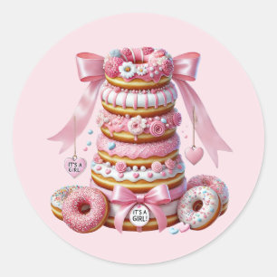 Cute baby girl shower sweet  classic round sticker
