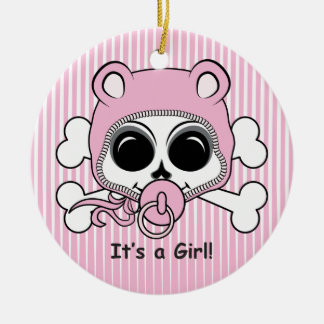Cute Baby Girl Skull Ceramic Ornament