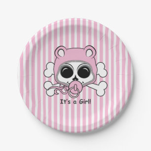 Cute Baby Girl Skull Paper Plate