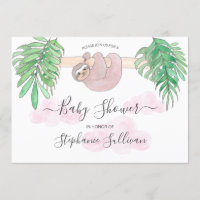 Cute Baby Girl Sloth Baby Shower