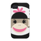 Cute Baby Girl Sock Monkey Black Pink Stripes