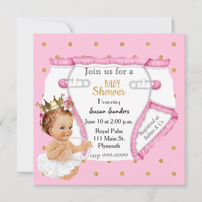 Cute Baby Girl's Baby Shower Invitation (Front)