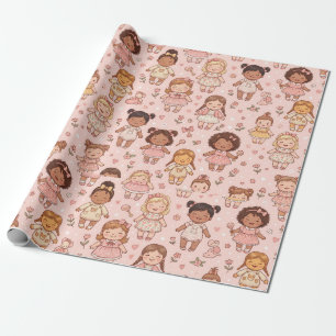 Cute Baby Girls Pattern Design Wrapping Paper