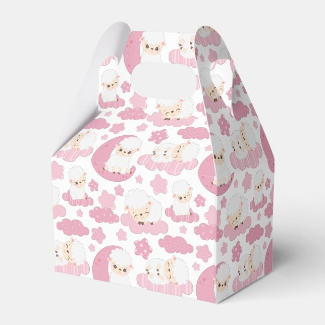 cute baby girls shower lamb favor box (Back Side)