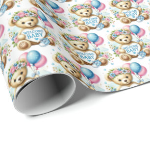 Cute baby girls welcome baby wrapping paper