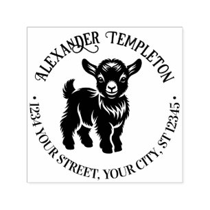 Cute Baby Goat Standing #2 Name Return Address Self-inking Stamp