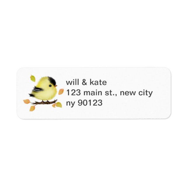 Cute Baby Goldfinch Bird Return Address Labels (Front)