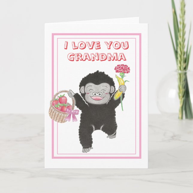 Cute Baby Gorilla  Grandma Mother's Day Card (Front)