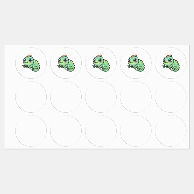 Cute Baby Green Chameleon Labels (Sheet)