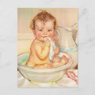 Cute Baby Having a Bath Postcard