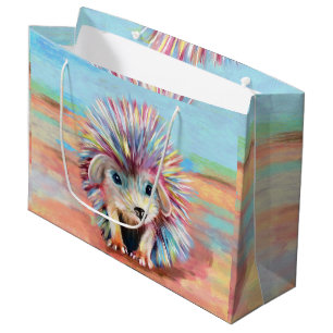 Cute baby hedgehog pastels large gift bag