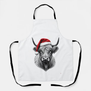 Cute Baby Highland Cow Christmas Santa Gifts Xmas Apron