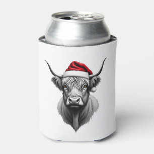 Cute Baby Highland Cow Christmas Santa Gifts Xmas Can Cooler