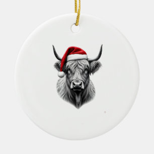 Cute Baby Highland Cow Christmas Santa Gifts Xmas  Ceramic Ornament