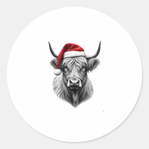 Cute Baby Highland Cow Christmas Santa Gifts Xmas  Classic Round Sticker