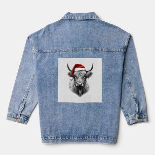 Cute Baby Highland Cow Christmas Santa Gifts Xmas Denim Jacket