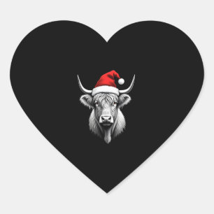 Cute Baby Highland Cow Christmas Santa Gifts Xmas  Heart Sticker