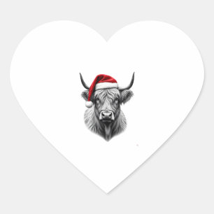 Cute Baby Highland Cow Christmas Santa Gifts Xmas  Heart Sticker
