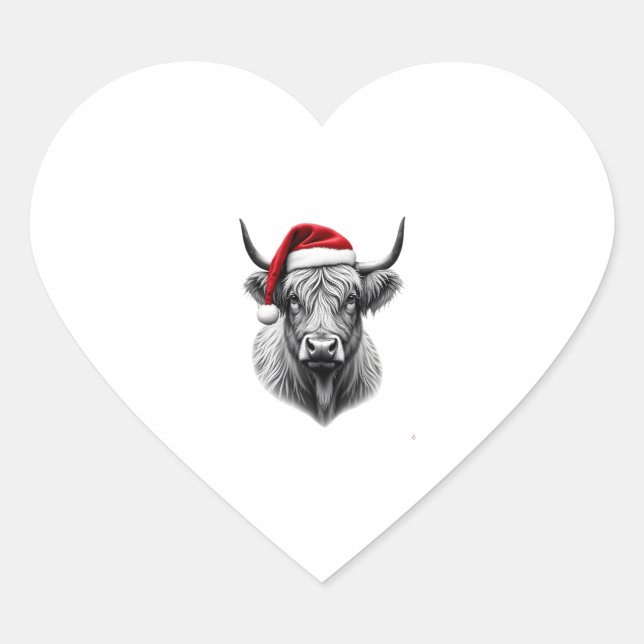 Cute Baby Highland Cow Christmas Santa Gifts Xmas  Heart Sticker (Front)