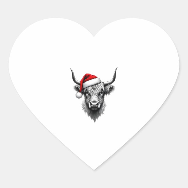 Cute Baby Highland Cow Christmas Santa Gifts Xmas  Heart Sticker (Front)