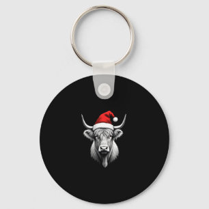 Cute Baby Highland Cow Christmas Santa Gifts Xmas Keychain