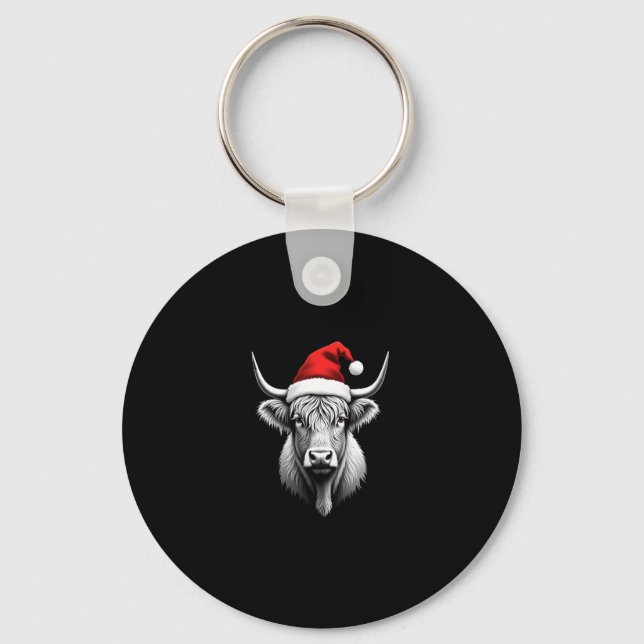 Cute Baby Highland Cow Christmas Santa Gifts Xmas  Keychain (Front)