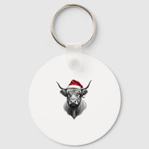 Cute Baby Highland Cow Christmas Santa Gifts Xmas Keychain