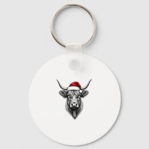 Cute Baby Highland Cow Christmas Santa Gifts Xmas Keychain