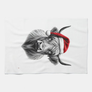 Cute Baby Highland Cow Christmas Santa Gifts Xmas Kitchen Towel