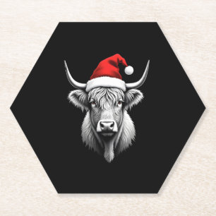 Cute Baby Highland Cow Christmas Santa Gifts Xmas Paper Coaster