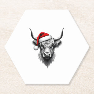 Cute Baby Highland Cow Christmas Santa Gifts Xmas Paper Coaster
