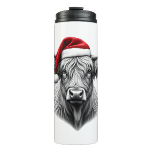 Cute Baby Highland Cow Christmas Santa Gifts Xmas Thermal Tumbler