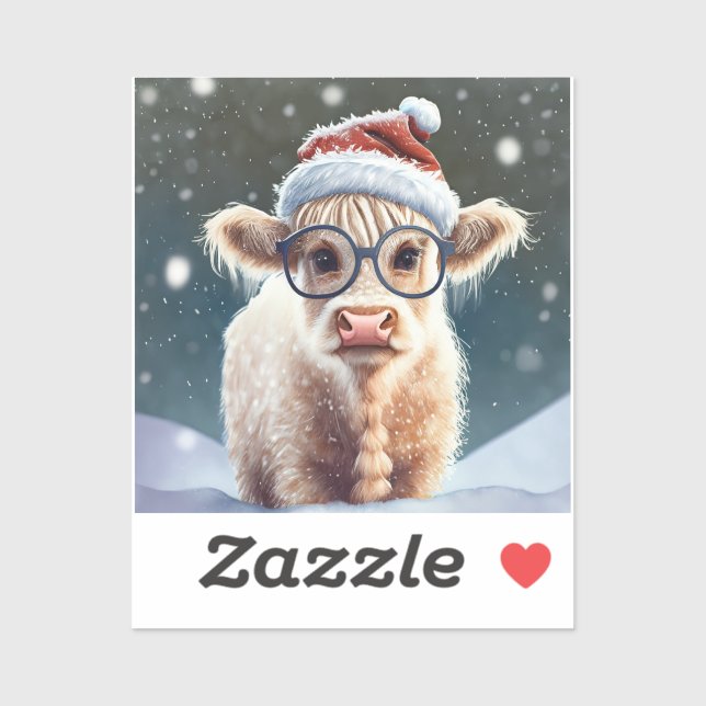 Cute baby Highland Cow In The Snow (Sheet)