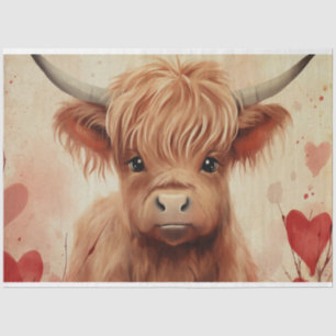 Cute Baby Highland Cow Valentine Hearts Tissue Paper