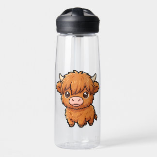 Cute Baby Highland Cow Water Bottle