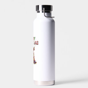 Cute Baby Highland Cow With Christmas Lights Water Bottle