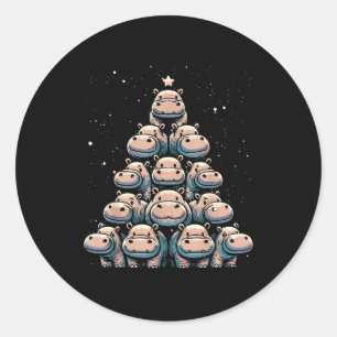 Cute Baby Hip Christmas Tree Hiptamus Christmas  Classic Round Sticker