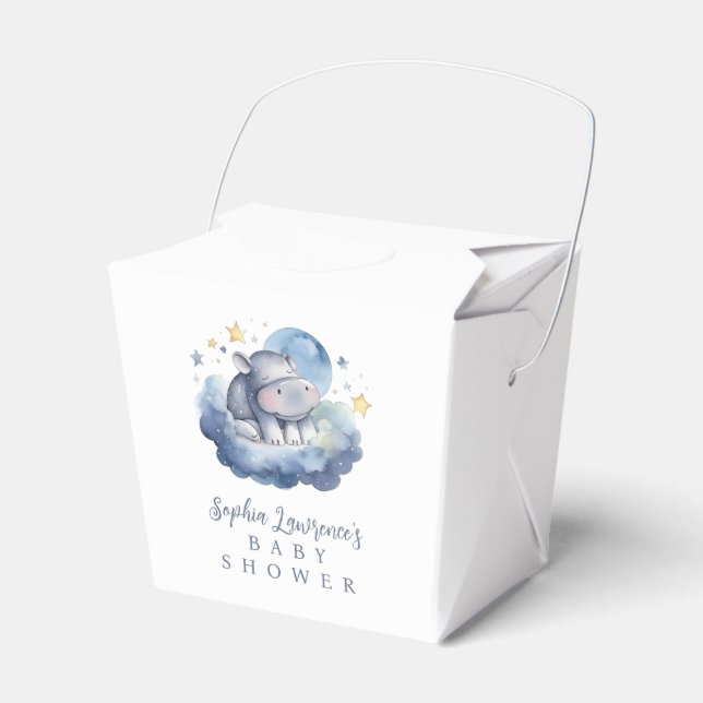 Cute Baby Hippo Baby Shower Favor Box (Front Side)