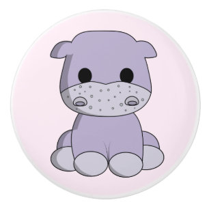 Cute baby hippo cartoon kids ceramic knob