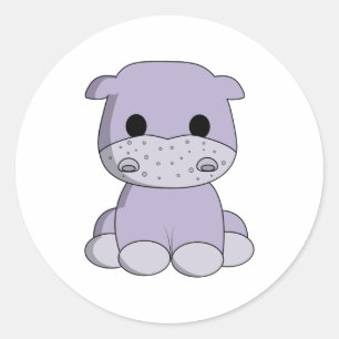 Cute baby hippo cartoon kids stickers