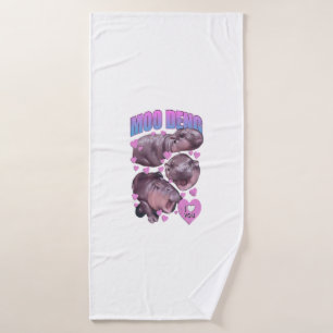 Cute Baby Hippo Moo Deng Bouncy Pig in Thai Hippop Bath Towel