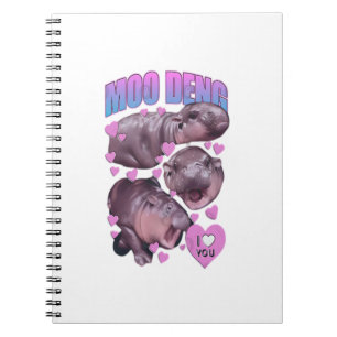 Cute Baby Hippo Moo Deng Bouncy Pig in Thai Hippop Notebook